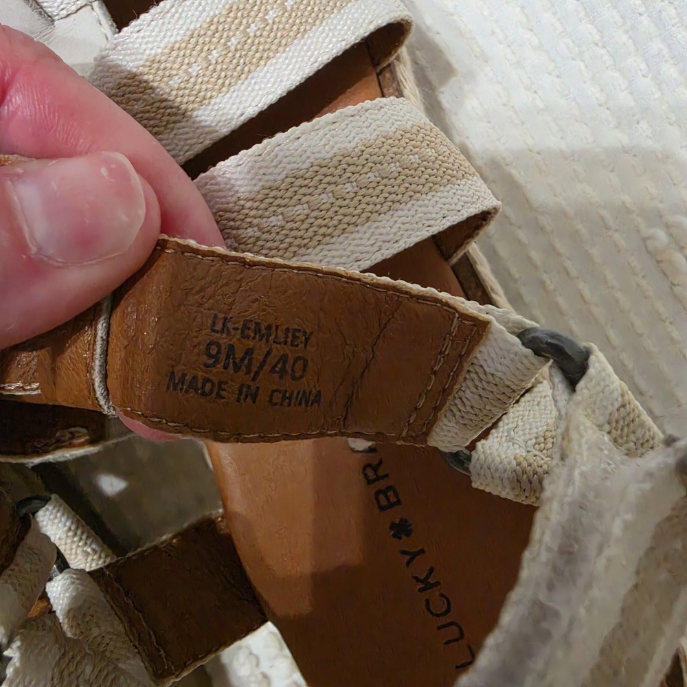 Lucky Brand Emiley Strappy Platform Sandals Size 9M Espadrille Ivory Beige Style - Picture 7 of 11